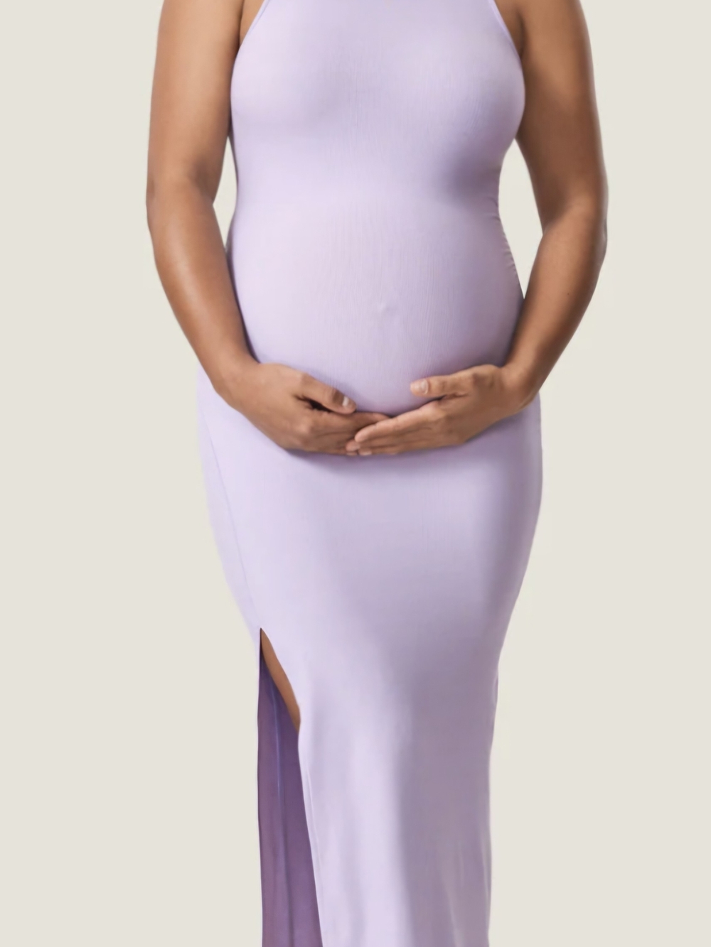 NWT MOMANDA Lilac Maternity Bodycon Maxi Dress